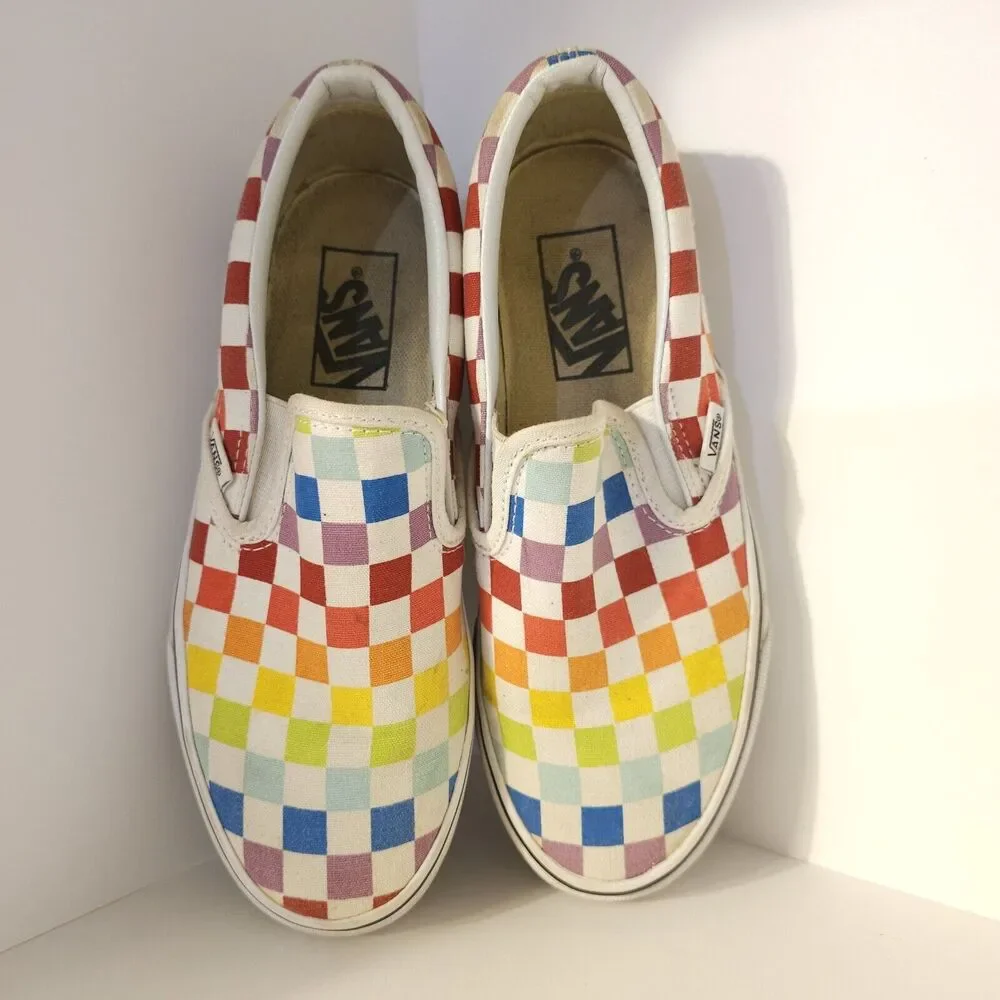 Rainbow Checkered Vans Unisex Mens 4.5 Women’s 6 Preowned